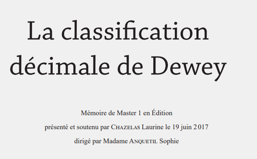 Classification décimale de Dewey et ses applications